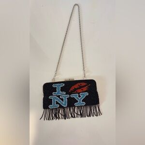 Beaded Black Clutch Design I LOVE NY KISS by K.C. Malhan